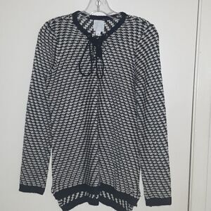 Sunday White & Navy Knit Sweater Small